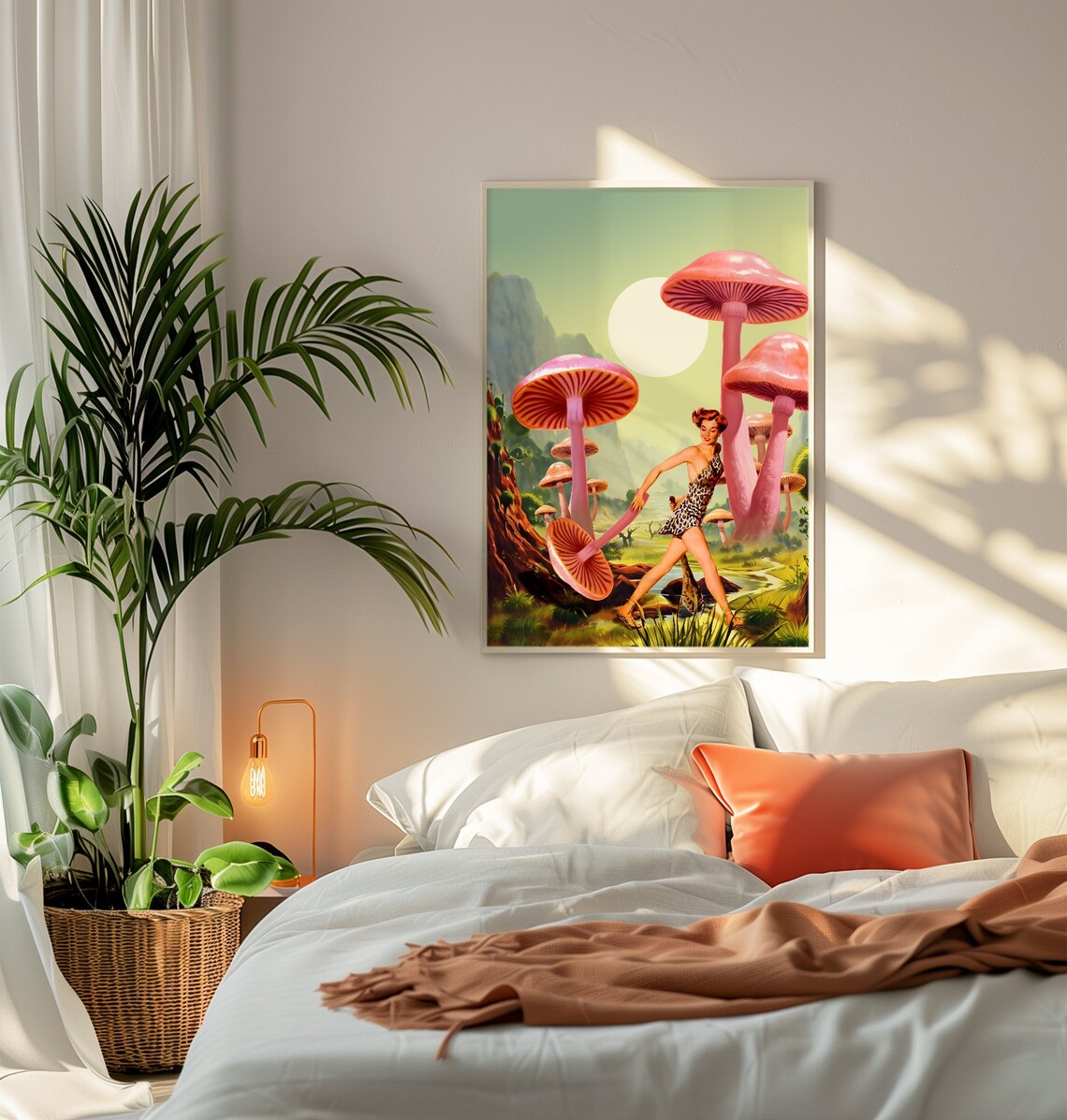 Mushroom Quest Psychedelic Vintage Art Print