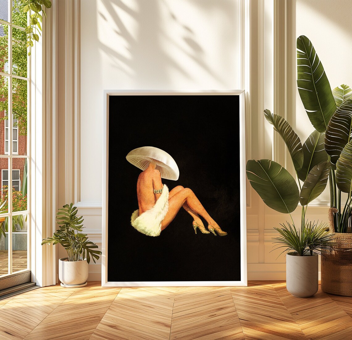 Mushroom Girl 2 Retro Surreal Mushroom Art Print
