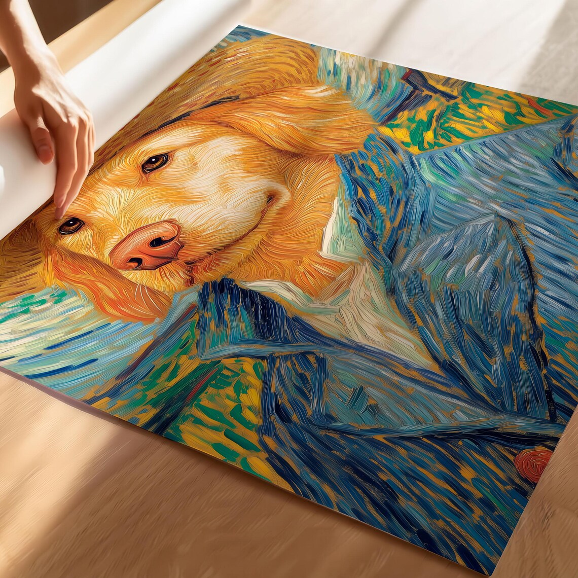 Golden Retriever Van Gogh Straw Hat Self Portrait Parody Art Poster - Image 5