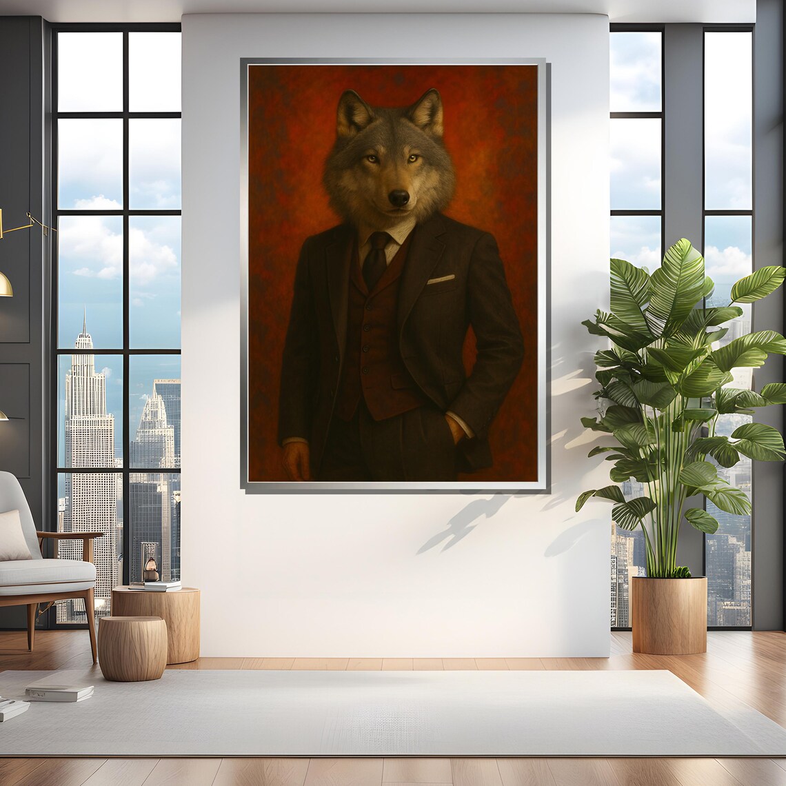 Alpha Wolf In Executive Suit, Office Statement Art Print - Image 4