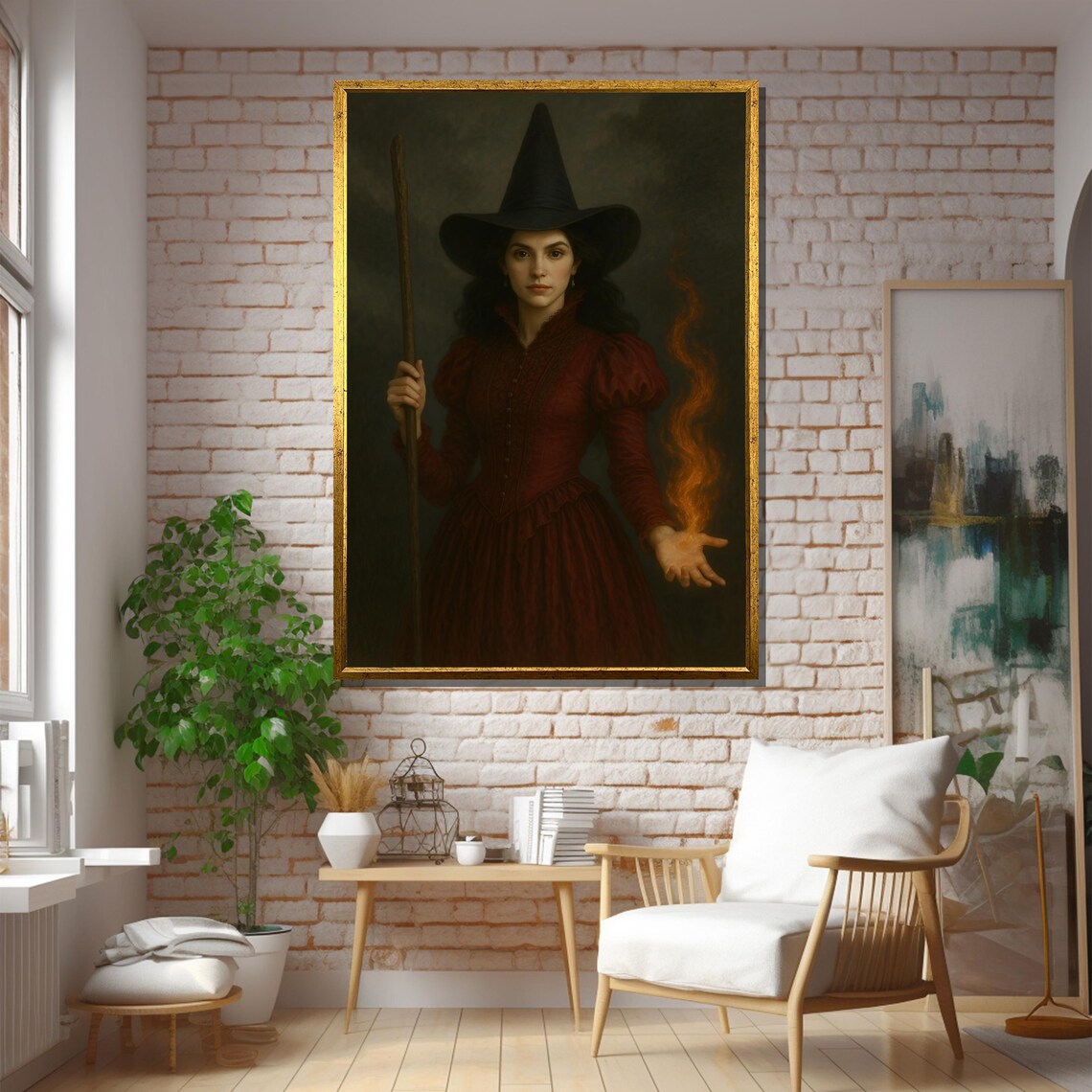 Mystic Witch With Fire Magic, Gothic Bedroom Decor - Image 5