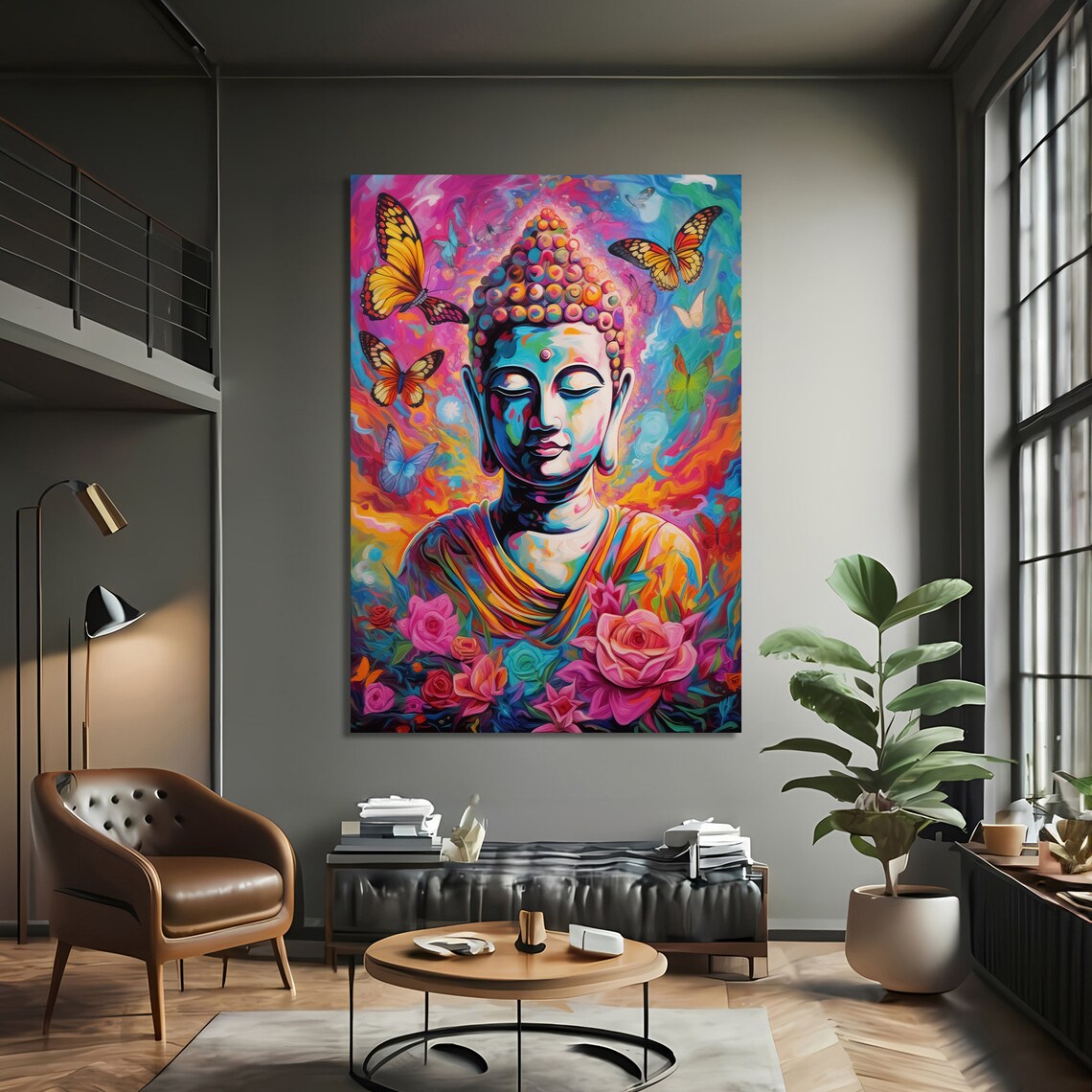 Buddha Painting, Colorful Meditative Decor - Image 3