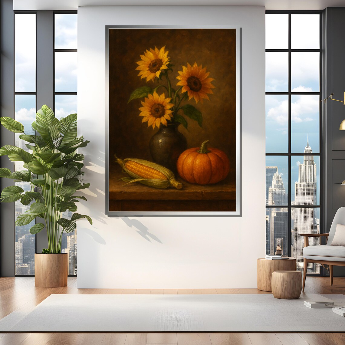 Rustic Sunflower and Harvest Still Life, Art Print - Image 4