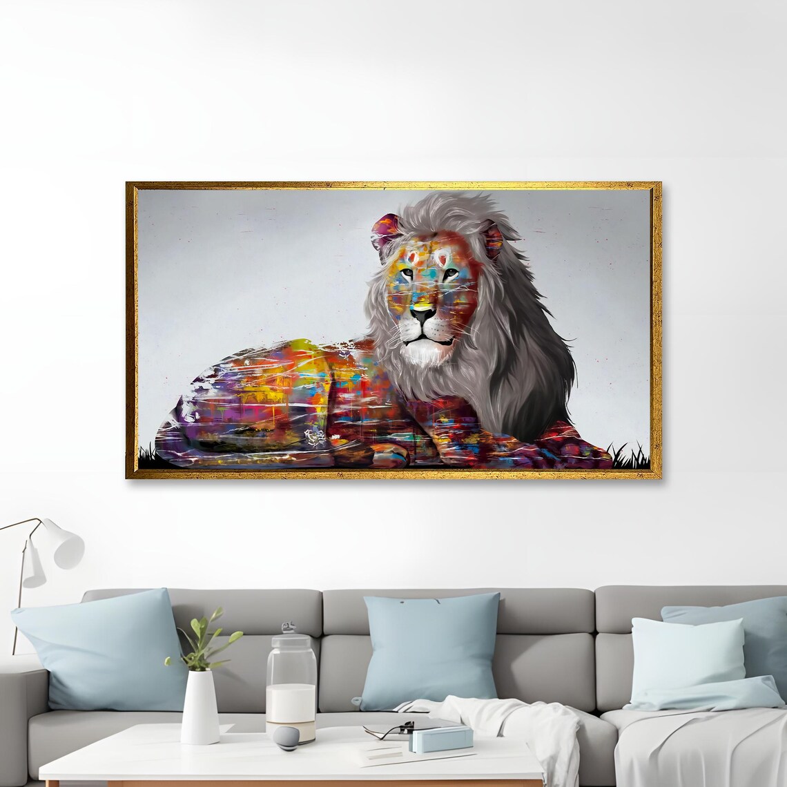 Abstract Lion Painting, Contemporary Animal Art - Image 4