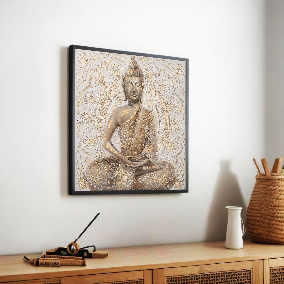 Golden Mandala Buddha Painting, Zen Meditation Decor - Image 5