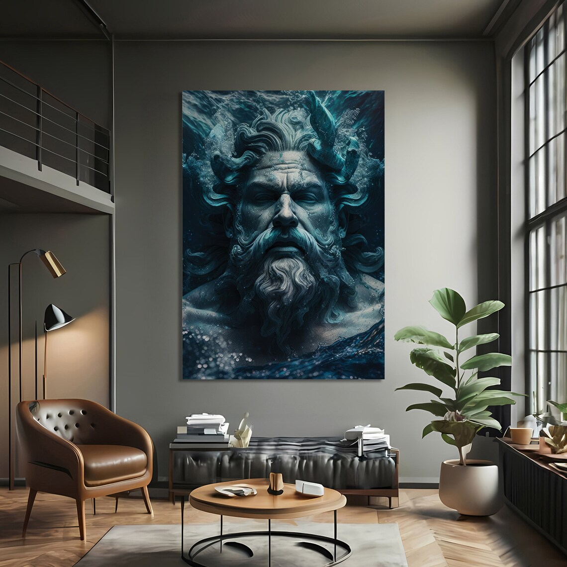 Poseidon King Of The Sea Art Print, Ocean God - Image 3