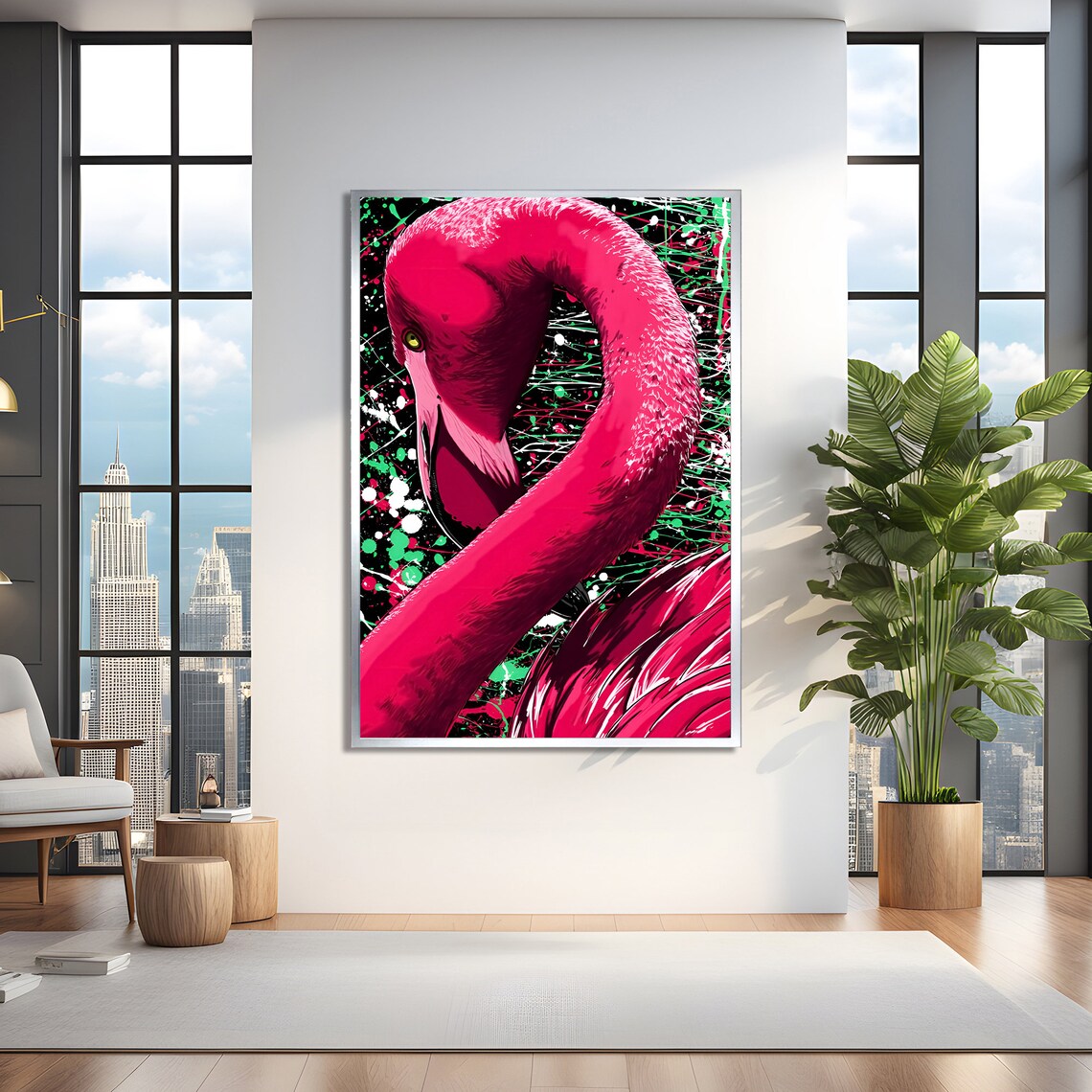 Vibrant Flamingo Art Print, Modern Animal Poster - Image 2