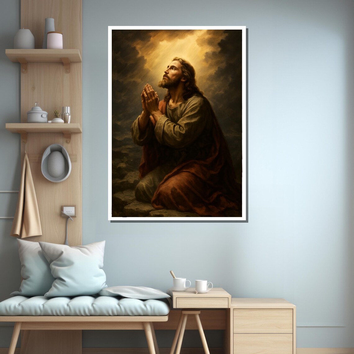 Jesus Christ Praying, Spiritual Bedroom Decor - Image 3