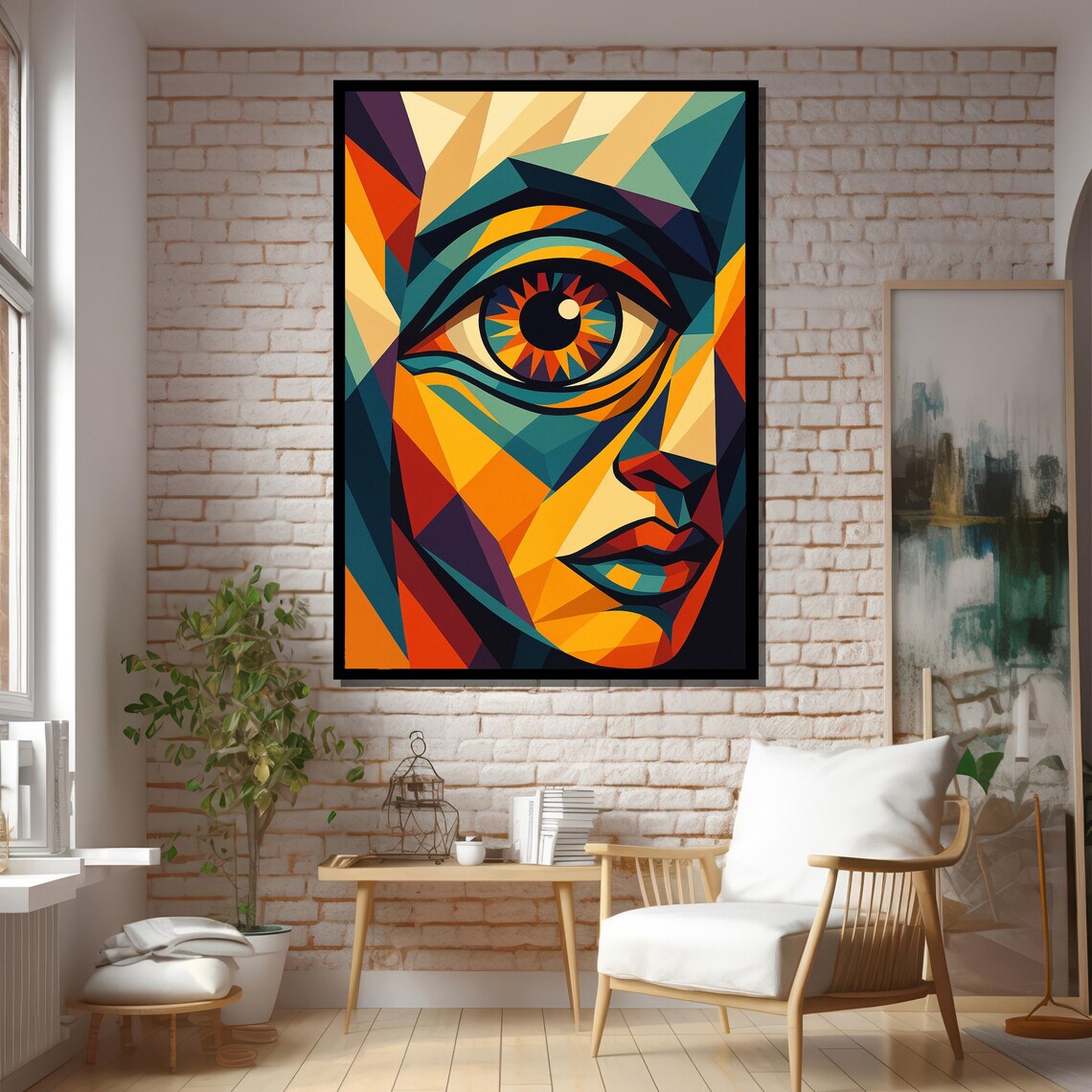 Geometric Abstract Face With Big Eye, Art Print - Image 5