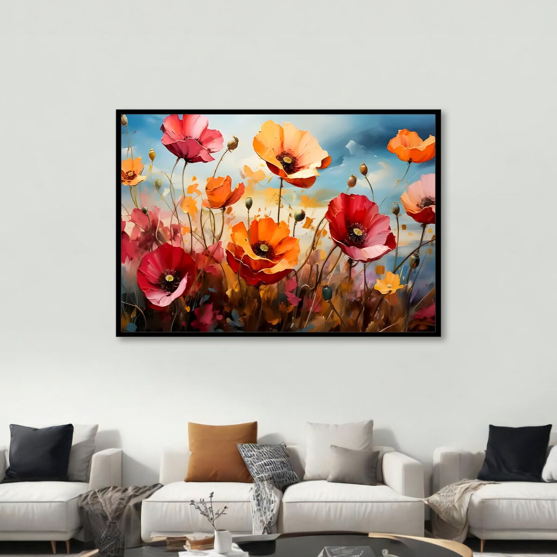 Poppy Field Art Print, Vibrant Floral Painting - Image 2