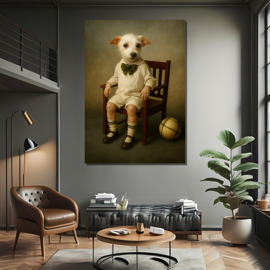 Vintage Dog Portrait, Whimsical Animal Art Print - Image 2
