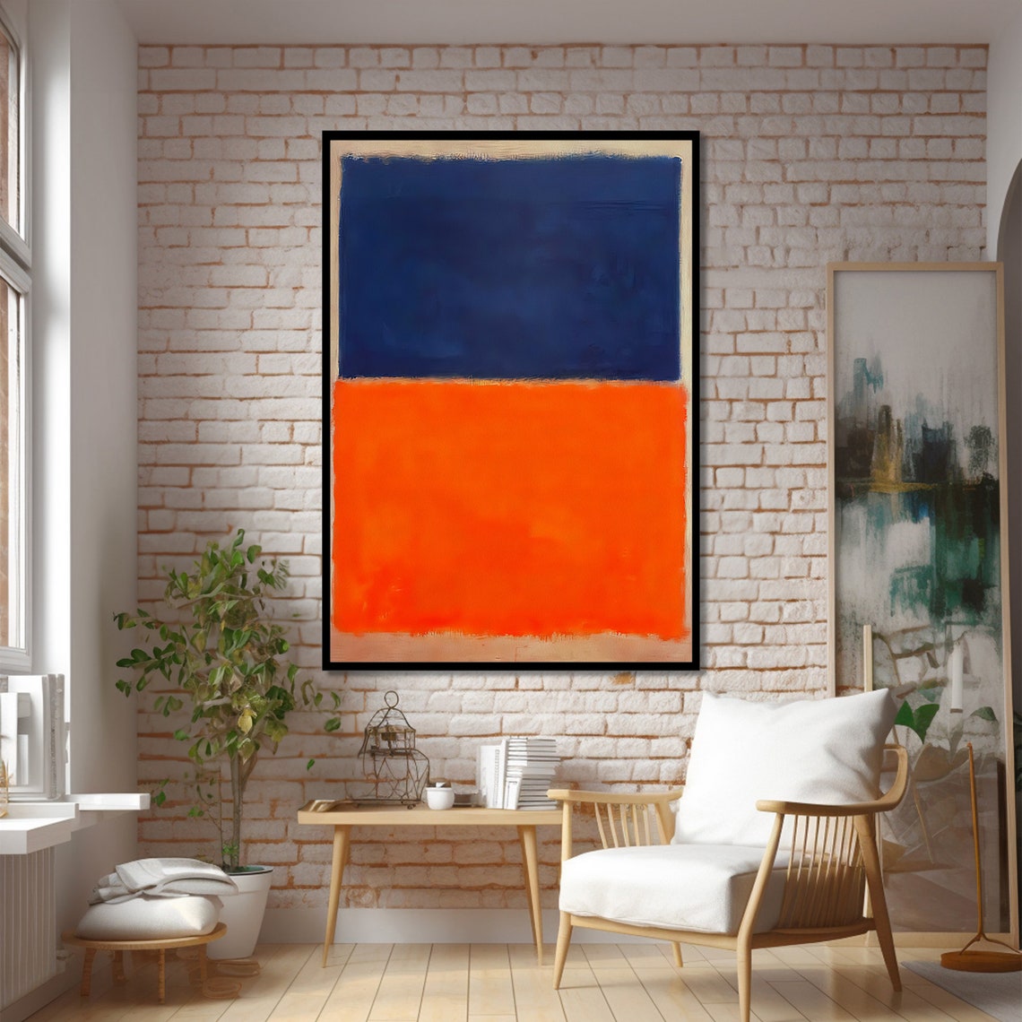 Bold Blue And Orange Mark Rothko Style Abstract Wall Art For Vibrant And Modern Home Decor - Image 2