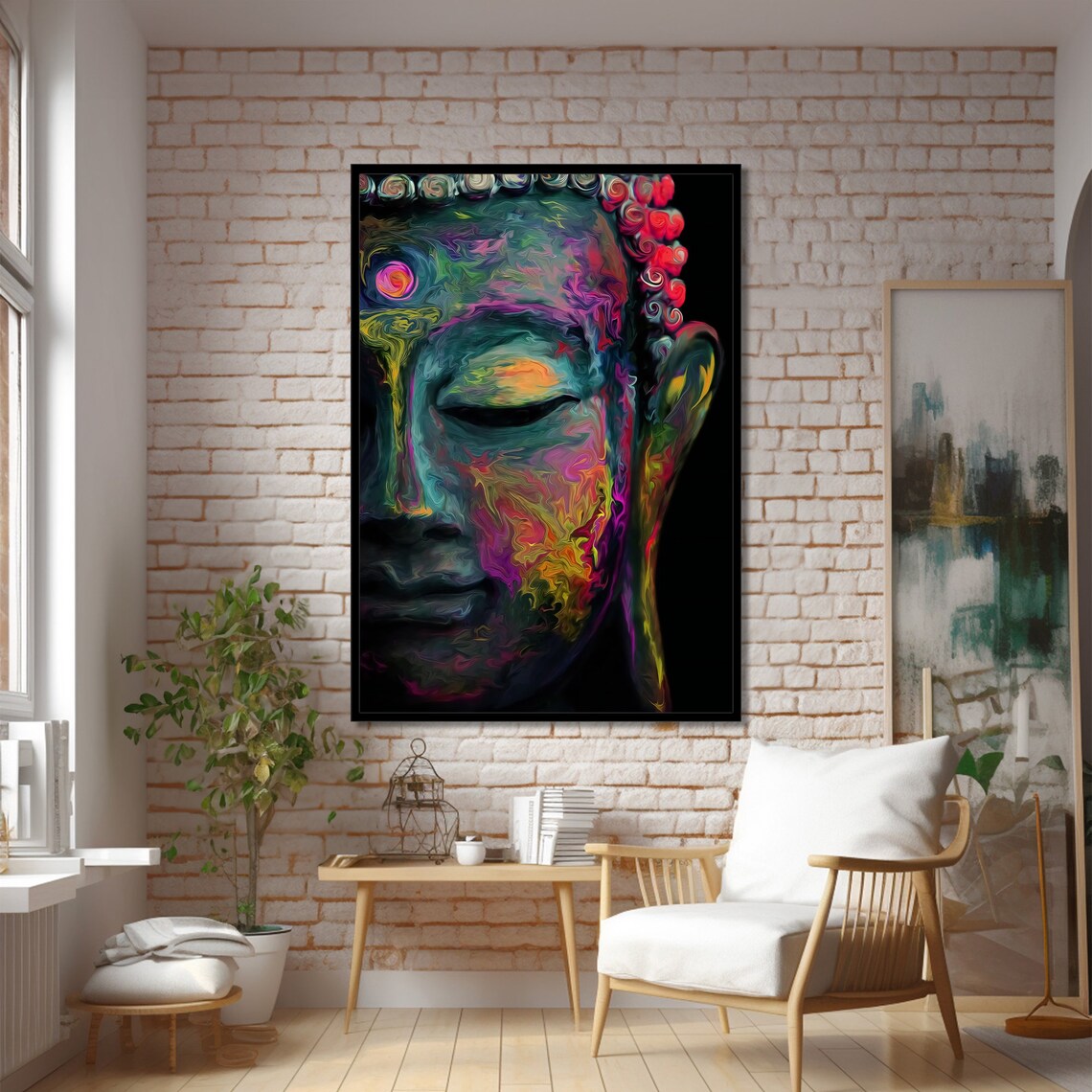 Colorful Buddha, Vibrant Spiritual Painting - Image 2
