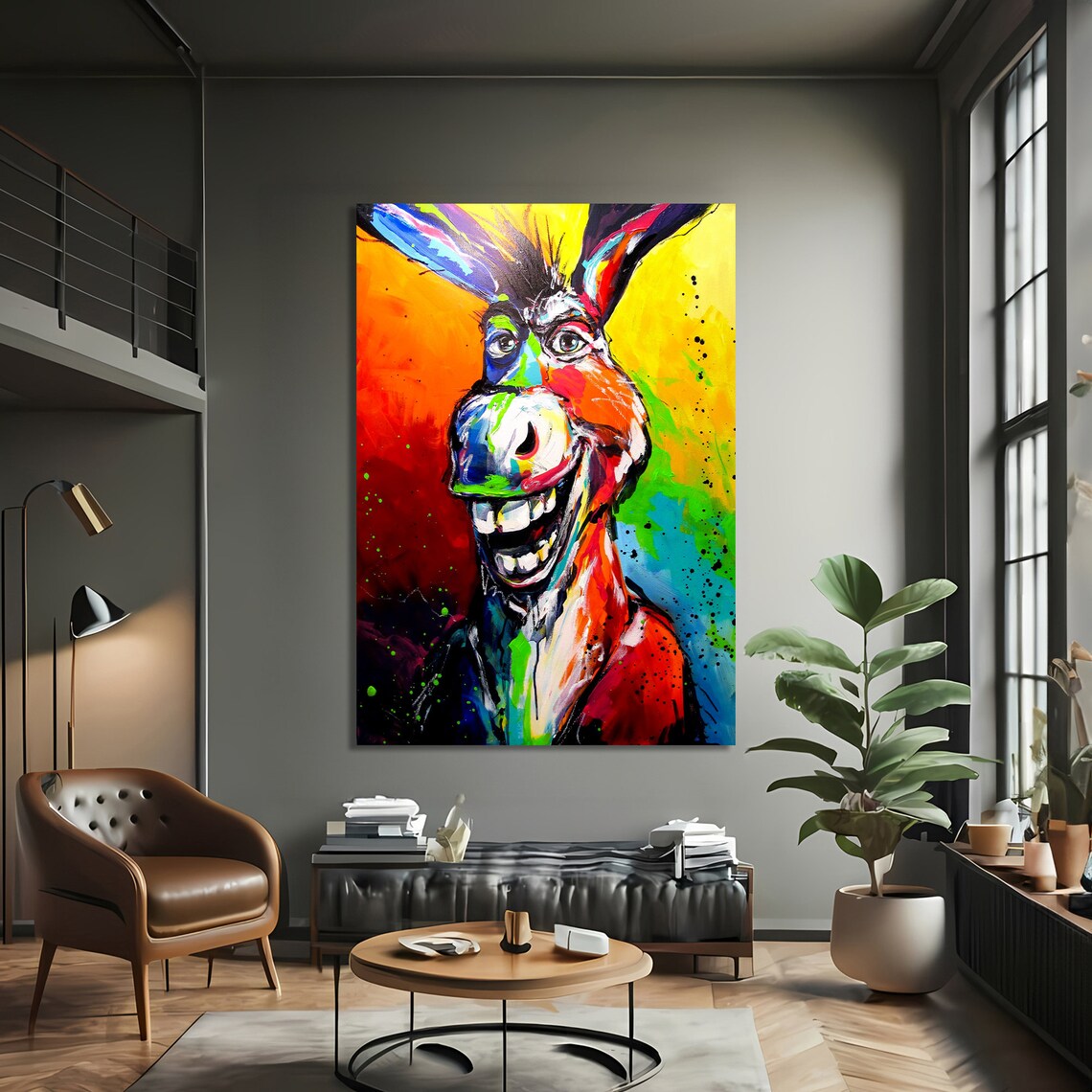 Colorful Donkey Art Print, Vibrant Animal Painting - Image 3