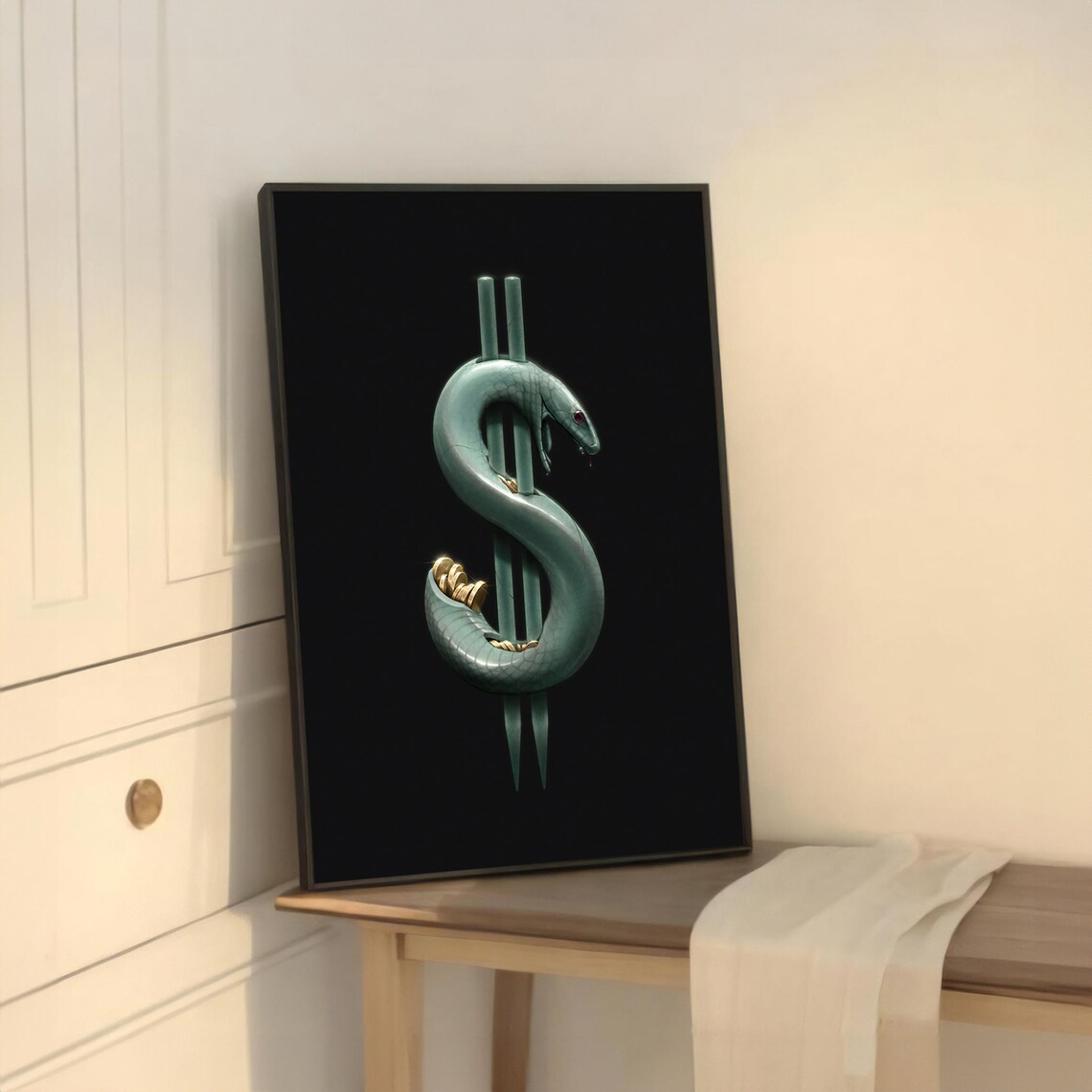 Dollar Sign and Snake, Modern Contemporary Art - Image 5