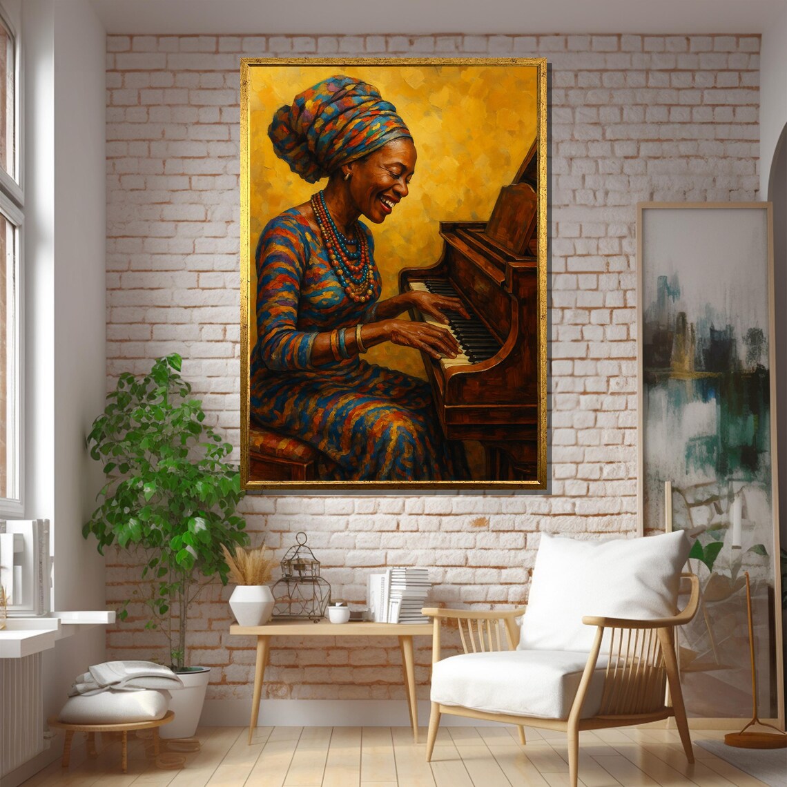 Joyful African Woman Playing Piano, Art Print - Image 5