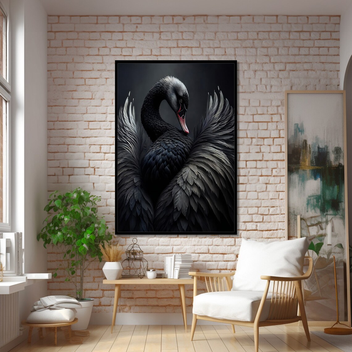 Black Swan Art Print, Elegant Wildlife Painting - Image 3