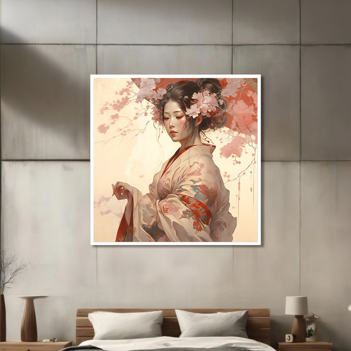 Elegant Geisha Painting, Traditional Japanese Culture - Image 3