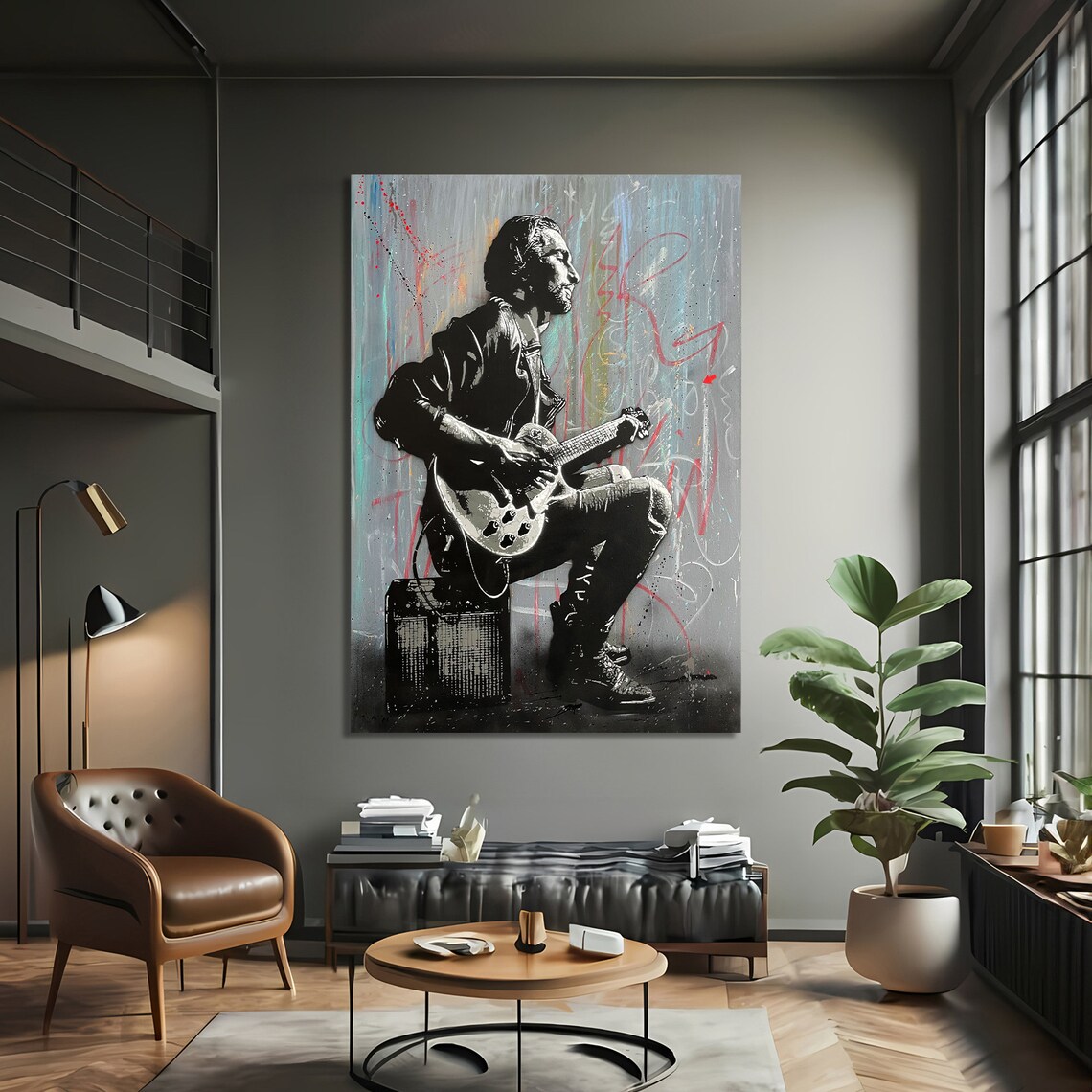 Guitarist Painting - Music Lovers Studio Decor - Image 3