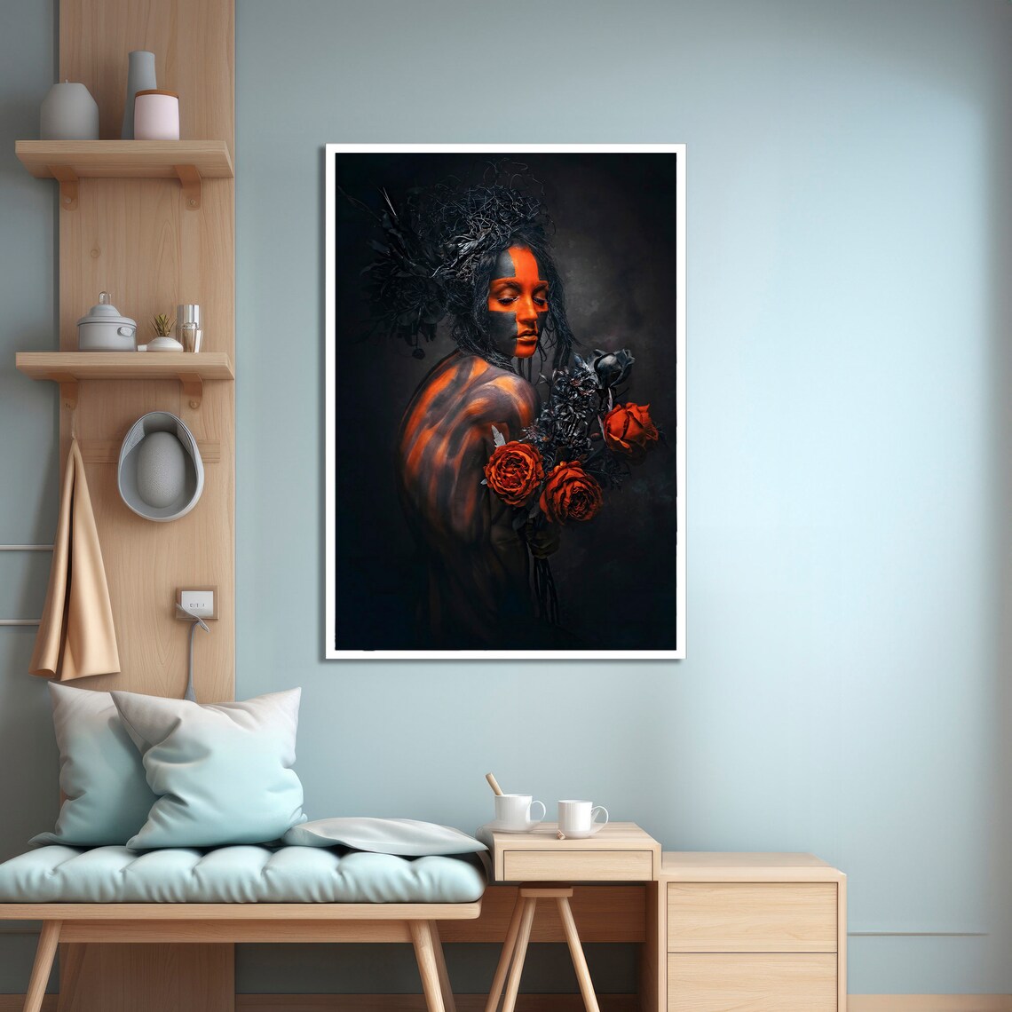 Stylish Woman in Abstract Modern Painting - Image 4