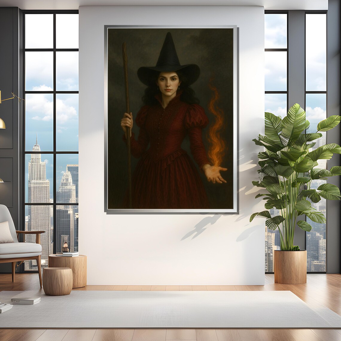Mystic Witch With Fire Magic, Gothic Bedroom Decor - Image 4
