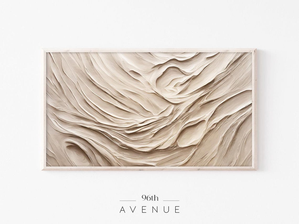 Neutral Beige Textured Impasto Swirls Modern Abstract Poster