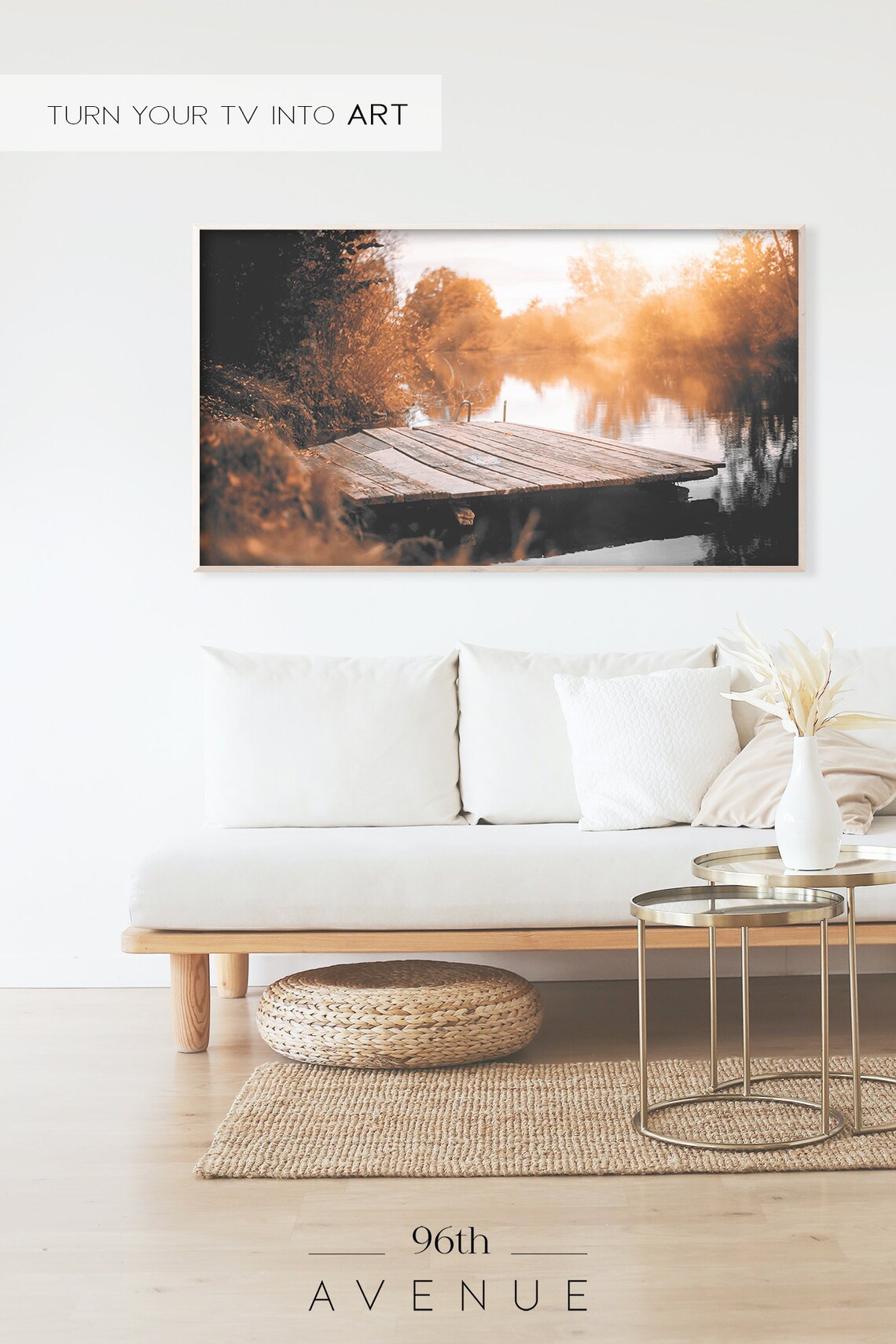 Autumn Lake Landscape Art Print, Golden Hour Sunset - Image 2