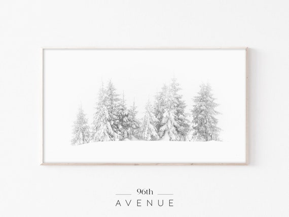 Snowy Forest Winter Scene, Minimalist Art Print