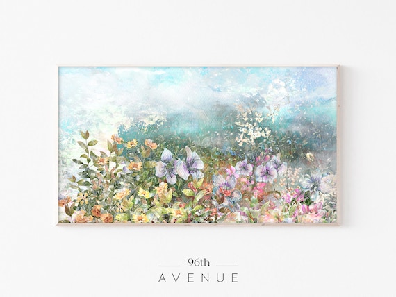 Watercolor Wildflower Garden Pastel Floral Landscape Art Poster