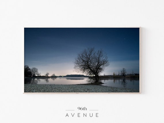 Frame Tv Art Night Landscape Art For Tv Lake Tree Instant