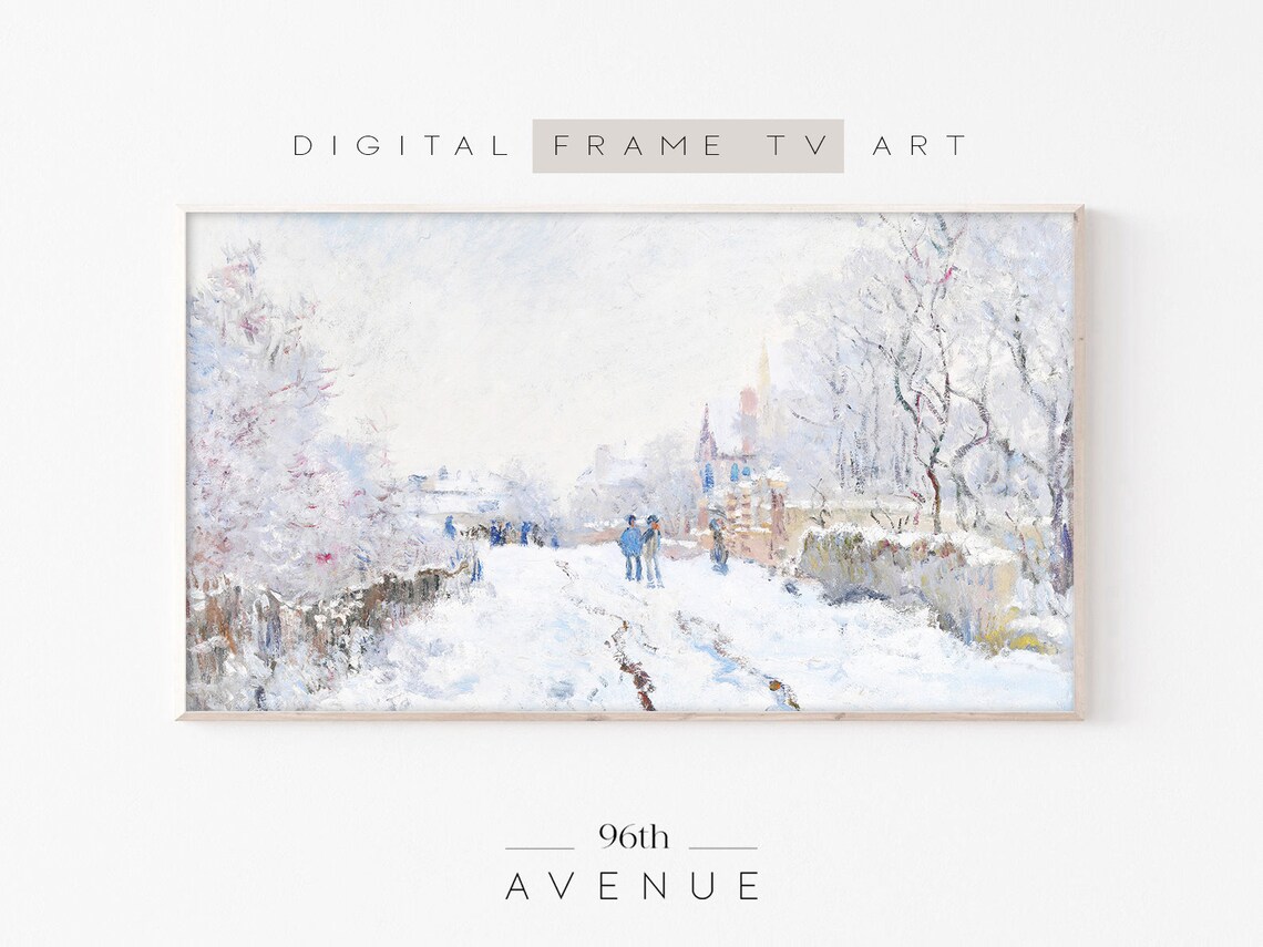 Christmas Winter Landscape, Antique Painting Art Print