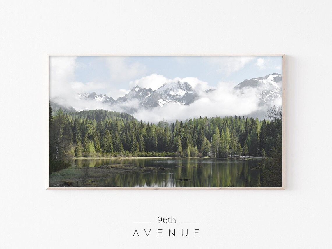 Mountain Lake Travel Art, Canada Forest Poster Print