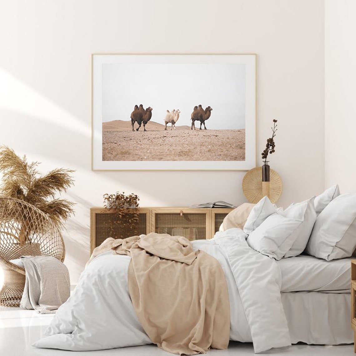 Camels Walking in Desert Bactrian Camel Wildlife Photo Poster - Image 2