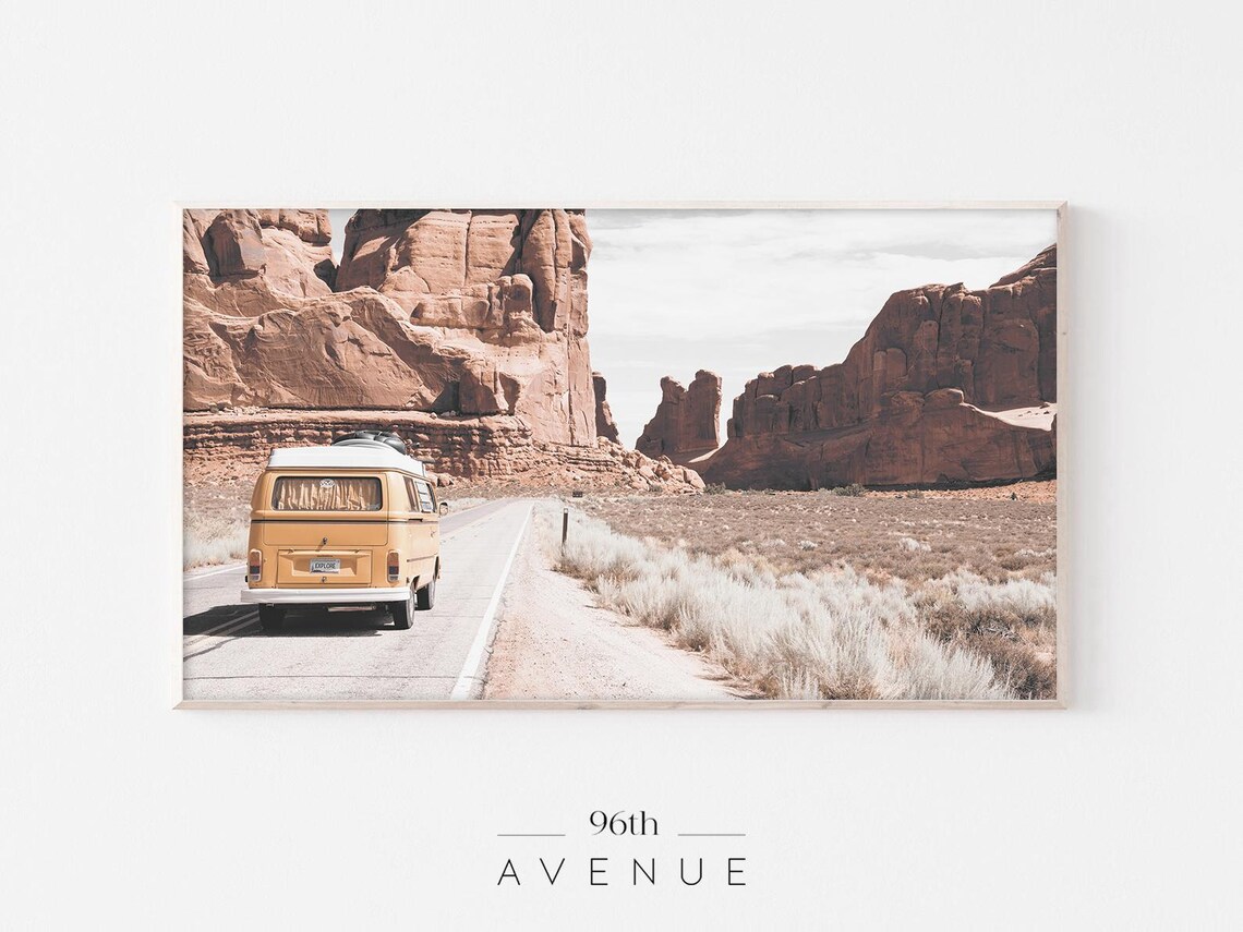Retro Camper Van Frame Tv Art For Desert Landscape Art Frame Tv Boho Van Art For Tv Instant 2759
