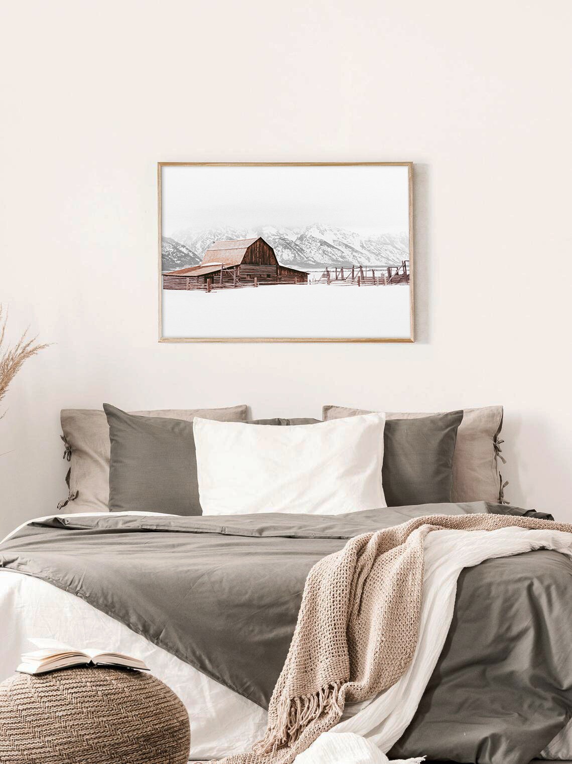 Winter Barn Art Print, Christmas Farmhouse Decor - Image 2