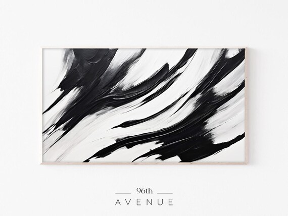 Black And White Abstract Brushstroke Modern Minimalist Art Print