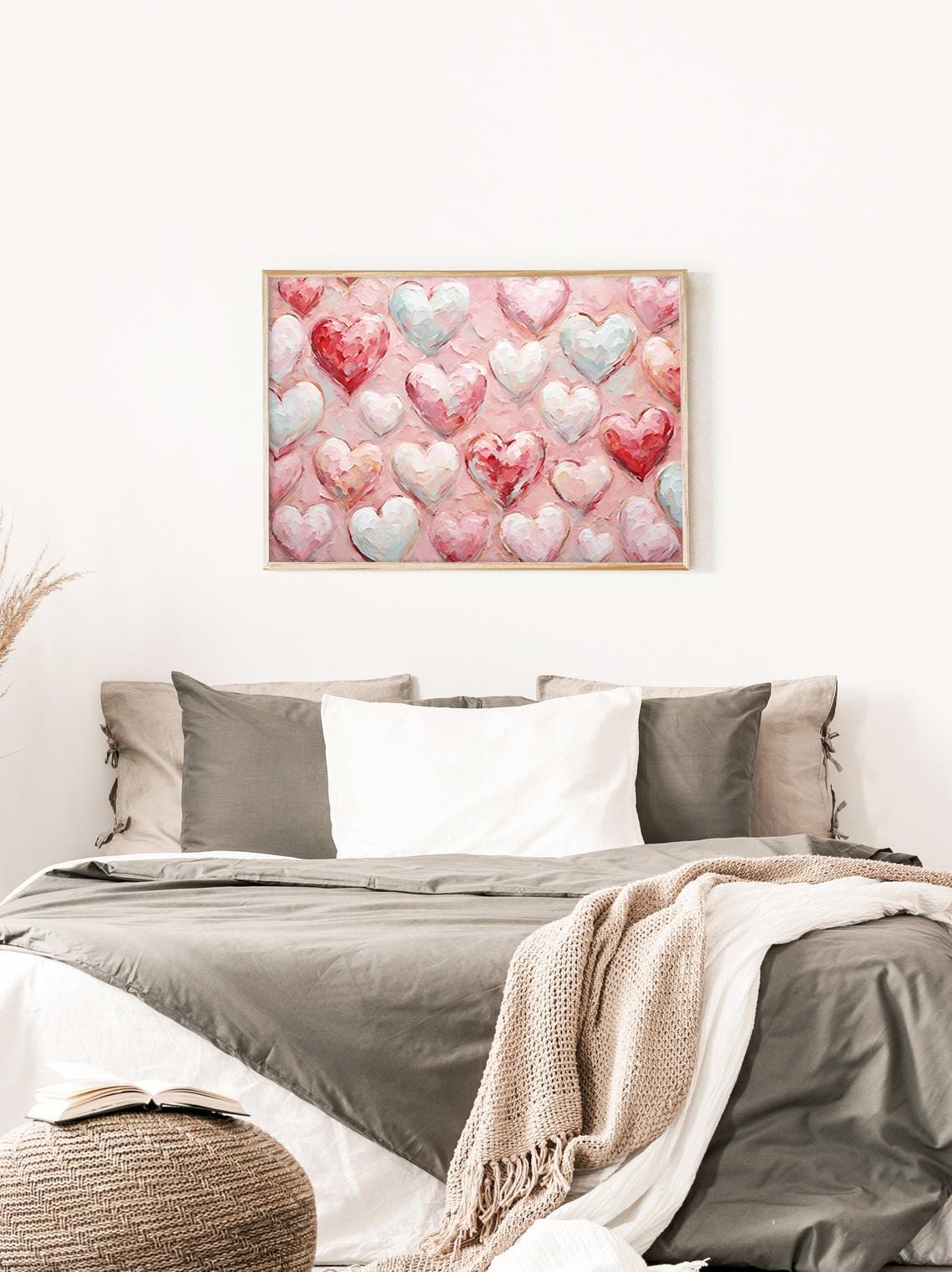 Pastel Hearts in Pink White Red Blue Sweet Valentine Art Print - Image 3