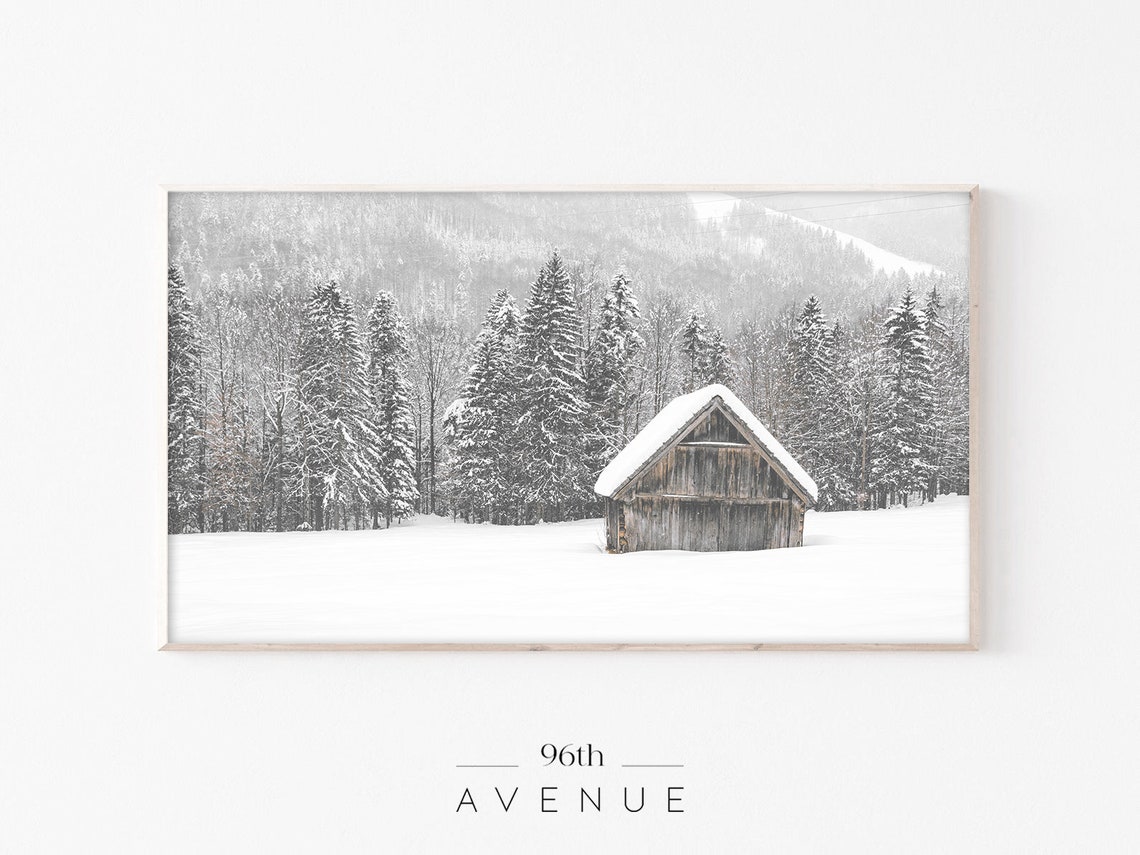 Snow Cabin Landscape Art For TV