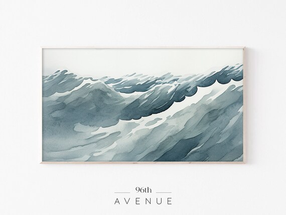 Frame Tv Art Moody Ocean Landscape Big Waves Coastal Frame Tv