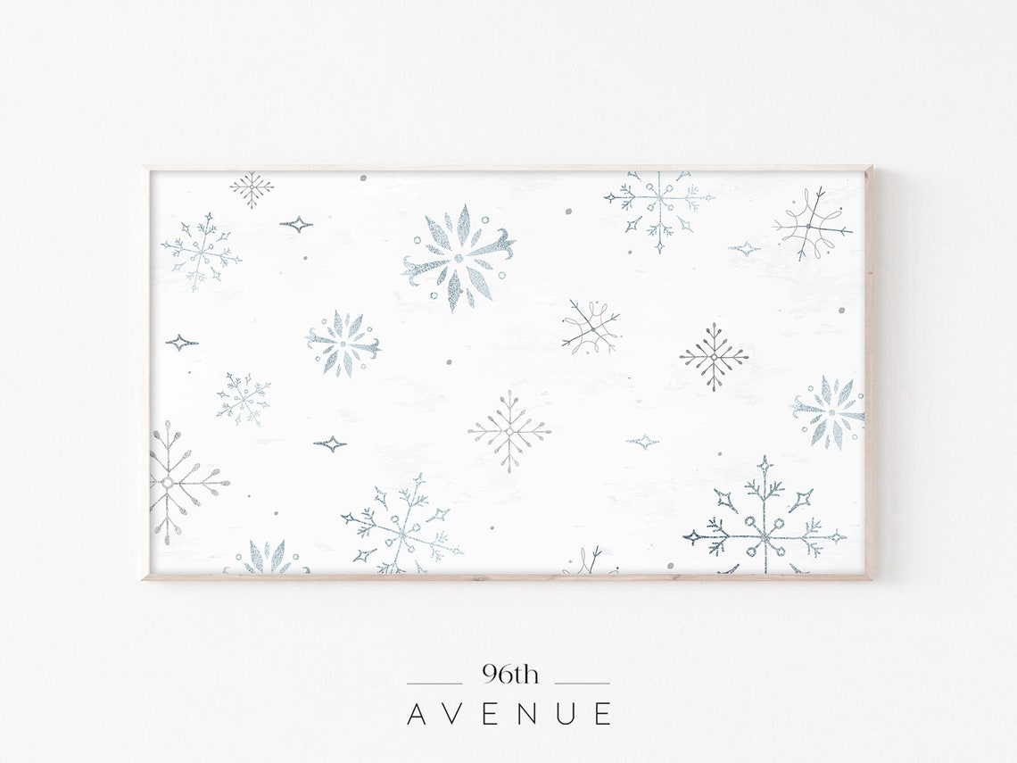 Hand Drawn Snowflake Pattern in Soft Blue Grey Tones Winter Poster