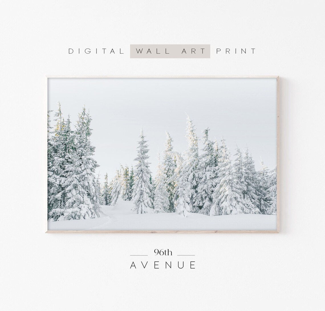 Snowy Forest Art Print, Rustic Holiday Decor