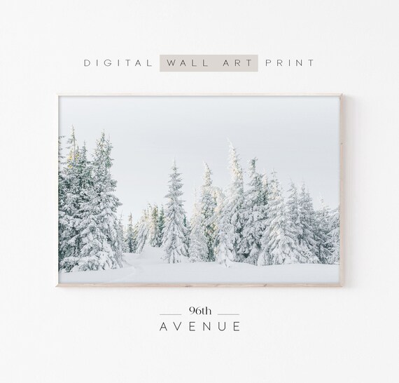 Snowy Forest Art Print, Rustic Holiday Decor