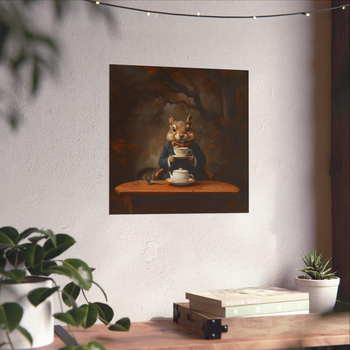 Dapper Chipmunk Gentleman Holding Teacup Vintage Portrait Poster - Image 4