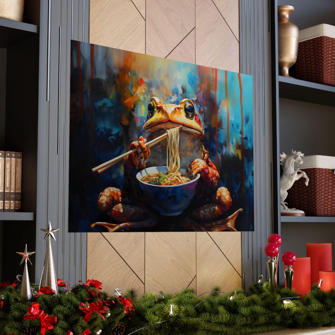 Maximalist Eclectic Toad Ramen Poster Print Bold Altered Animal Portrait Fantasy Fun Colorful Renaissance Rustic Art - Image 2