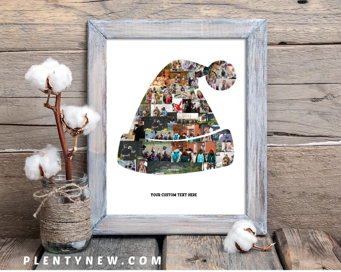 Santa Claus Photo Collage Christmas Photo Collage Family Christmas Photo Bestfriend Christmas Couples Christmas Gift Santa Hat Collage