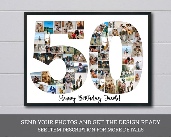 Custom 50th Birthday Photo Collage Personalized 50th Picture Collage Personalized 50th Birthday Photo Collage 50th Anniversary Party Decor