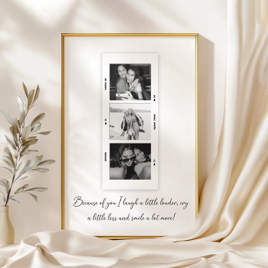 Best Friends Photo Strip Friendship Quote Personalised Art Print