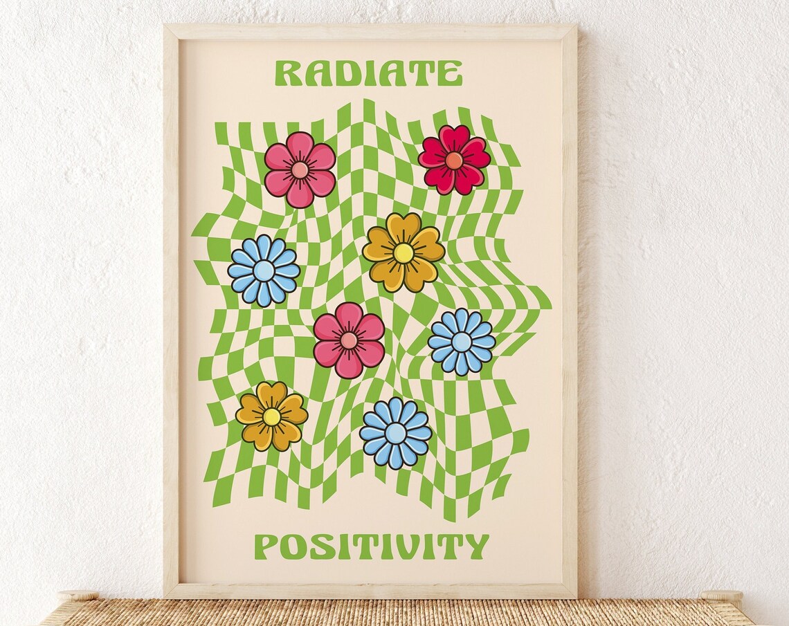 Radiate Positivity Groovy Retro Motivation Poster