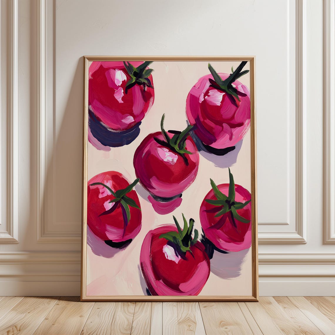 Ripe Red Tomatoes Overhead Painterly Still Life Kitchen Wall Poster