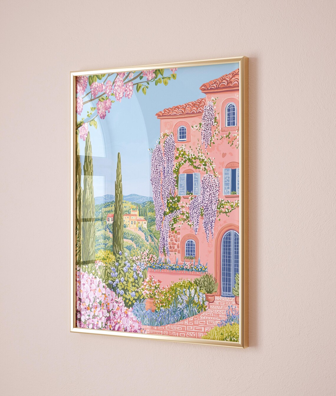 Tuscan Villa Wisteria Cypress Garden Blooming Spring Summer Poster - Image 3